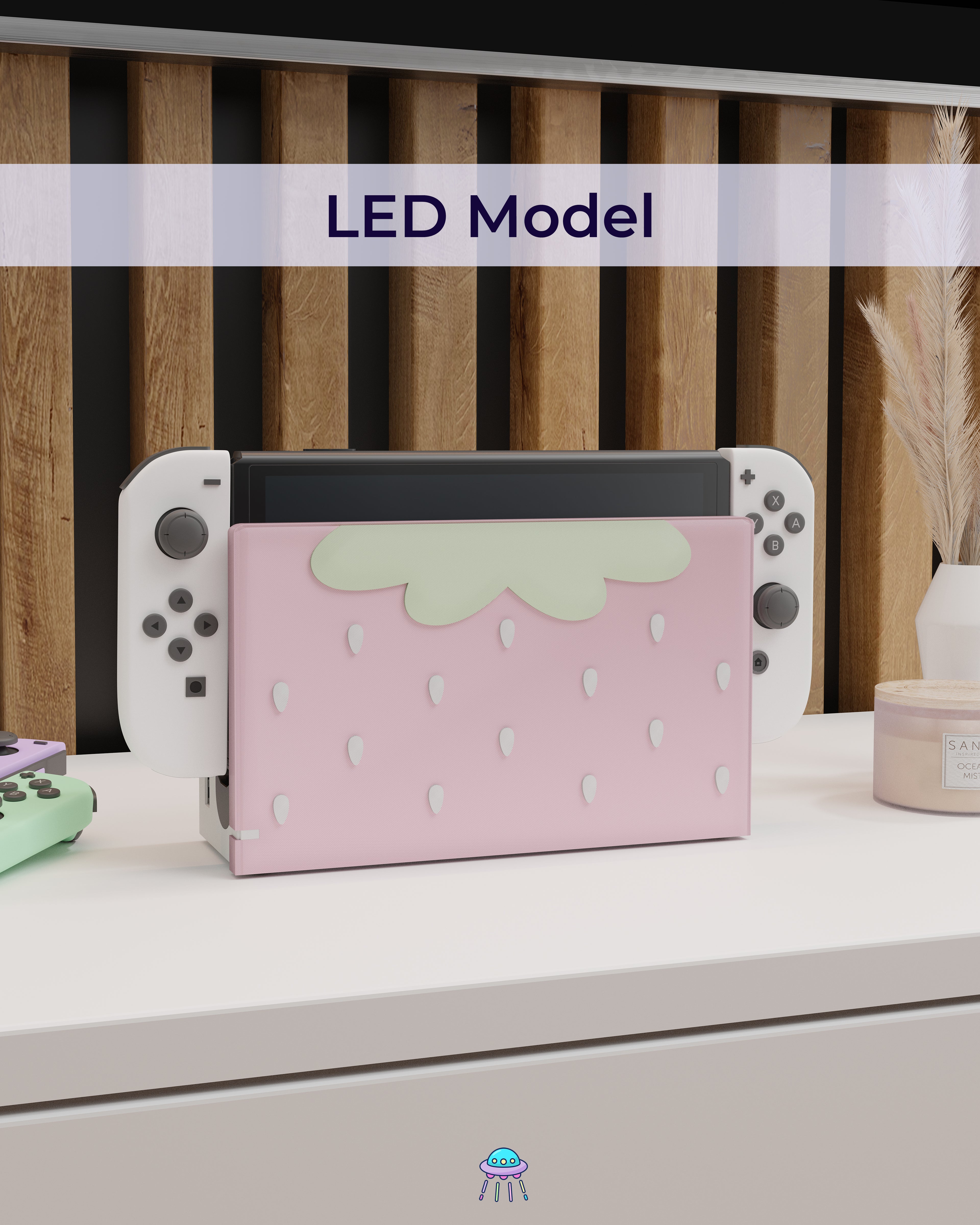 Strawberry Puff Pink Dock Cover for Nintendo Switch – Original Faceplate Design