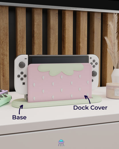 Strawberry Puff Pink Dock Cover for Nintendo Switch – Original Faceplate Design