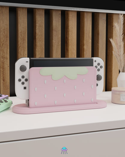 Strawberry Puff Pink Dock Cover for Nintendo Switch – Original Faceplate Design