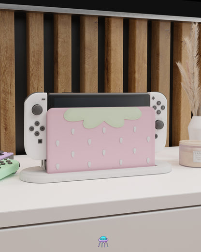 Strawberry Puff Pink Dock Cover for Nintendo Switch – Original Faceplate Design