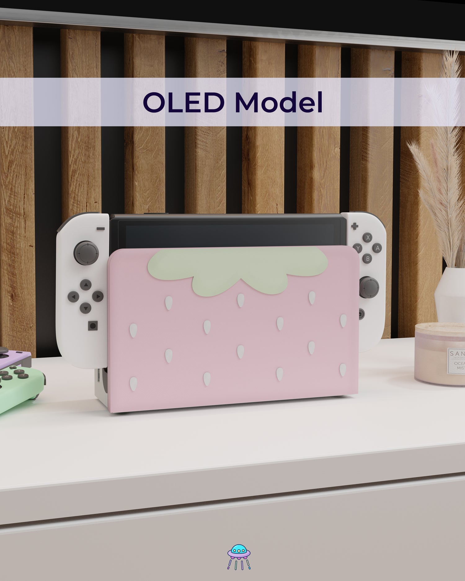 Strawberry Puff Pink Dock Cover for Nintendo Switch – Original Faceplate Design