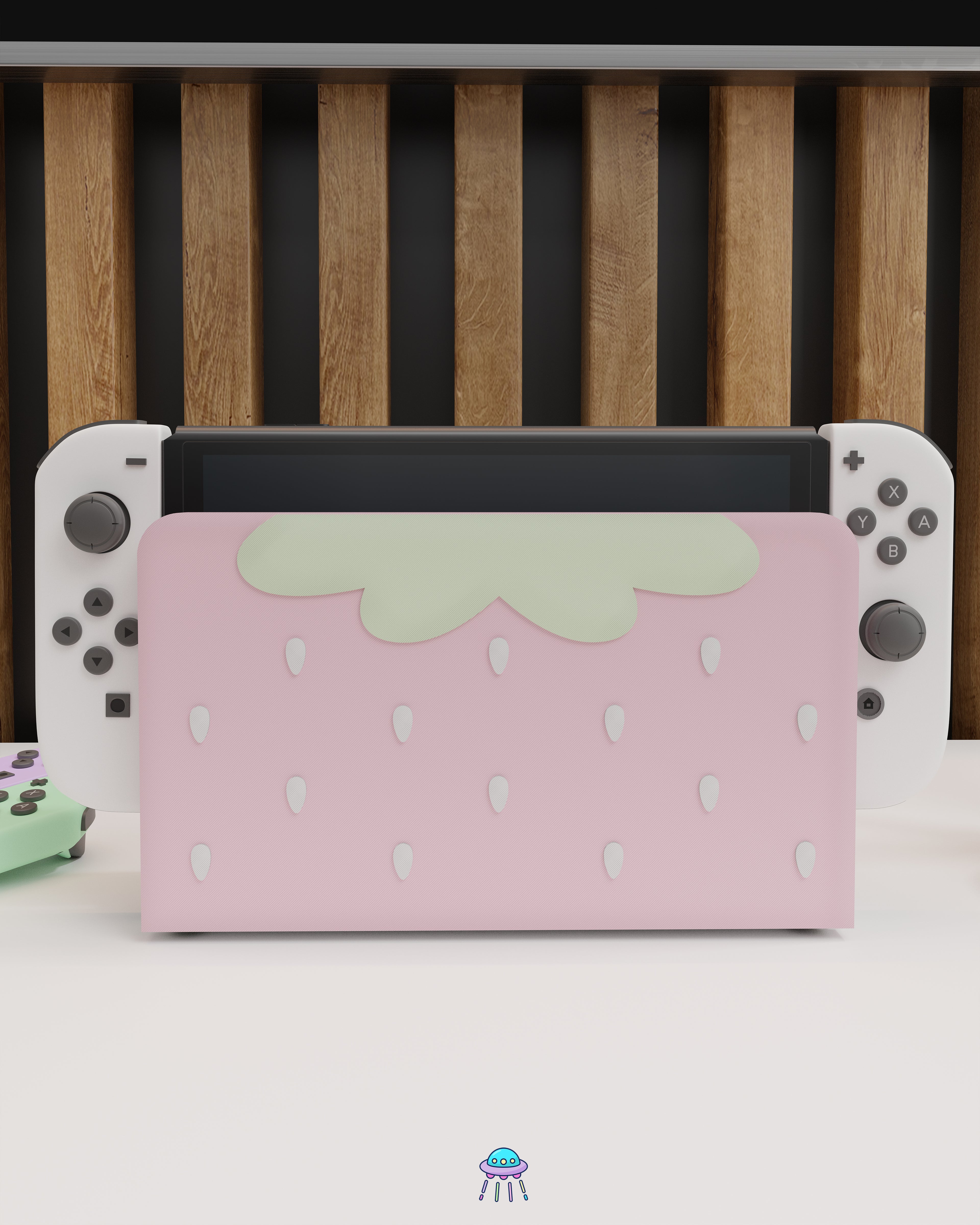 Strawberry Puff Pink Dock Cover for Nintendo Switch – Original Faceplate Design