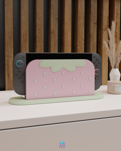 Strawberry Puff Pink Dock Cover for Nintendo Switch 2 – Original Faceplate Design