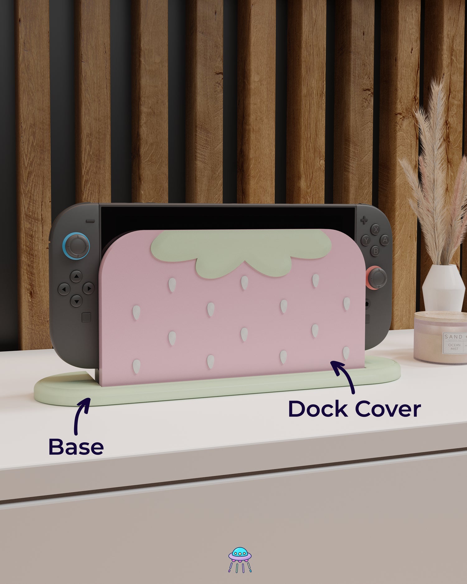 Strawberry Puff Pink Dock Cover for Nintendo Switch 2 – Original Faceplate Design