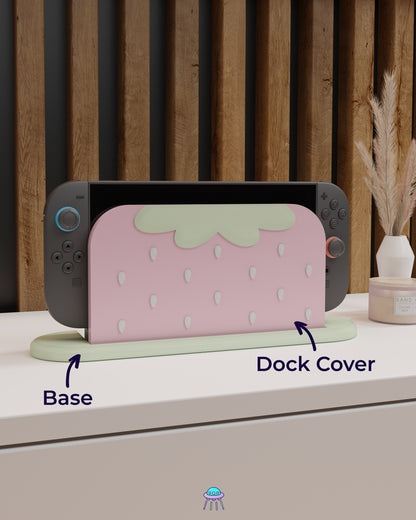 Strawberry Puff Pink Dock Cover for Nintendo Switch 2 – Original Faceplate Design