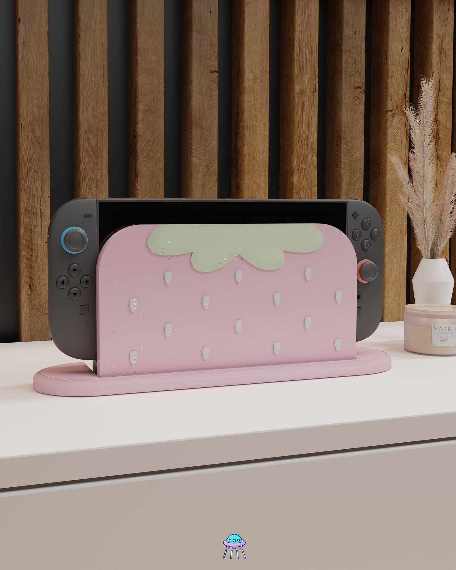 Strawberry Puff Pink Dock Cover for Nintendo Switch 2 – Original Faceplate Design