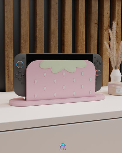 Strawberry Puff Pink Dock Cover for Nintendo Switch 2 – Original Faceplate Design