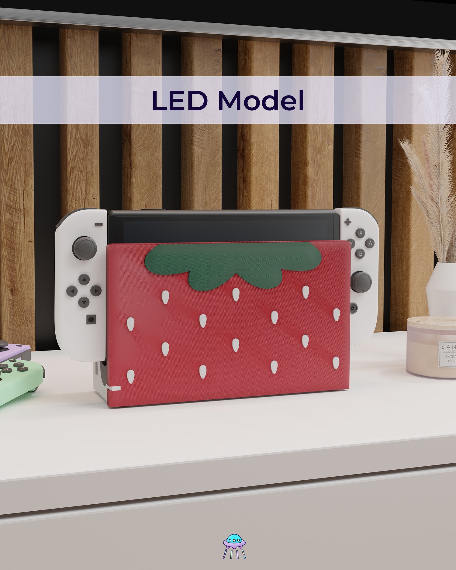 Strawberry Puff Dock Cover for Nintendo Switch – Original Faceplate Design