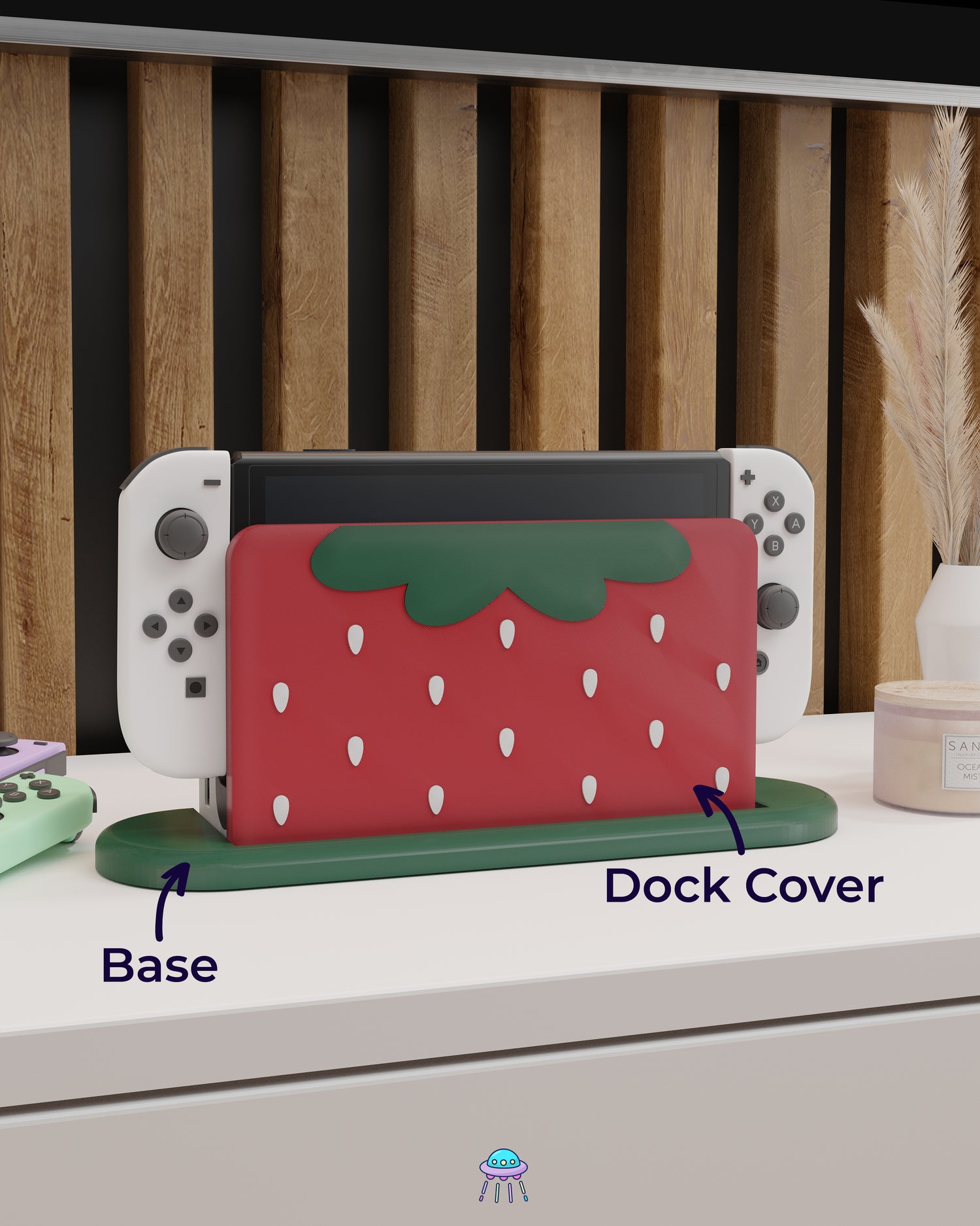 Strawberry Puff Dock Cover for Nintendo Switch – Original Faceplate Design