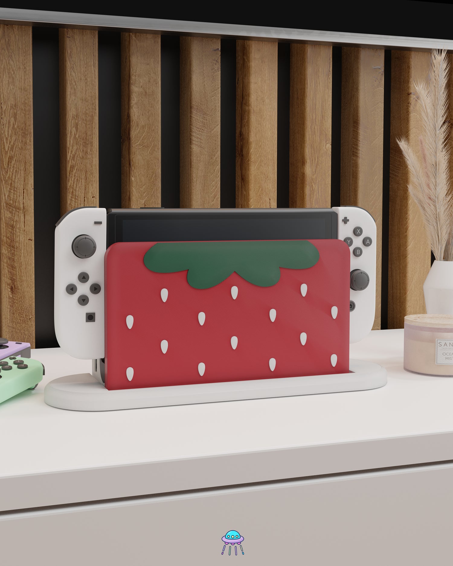 Strawberry Puff Dock Cover for Nintendo Switch – Original Faceplate Design