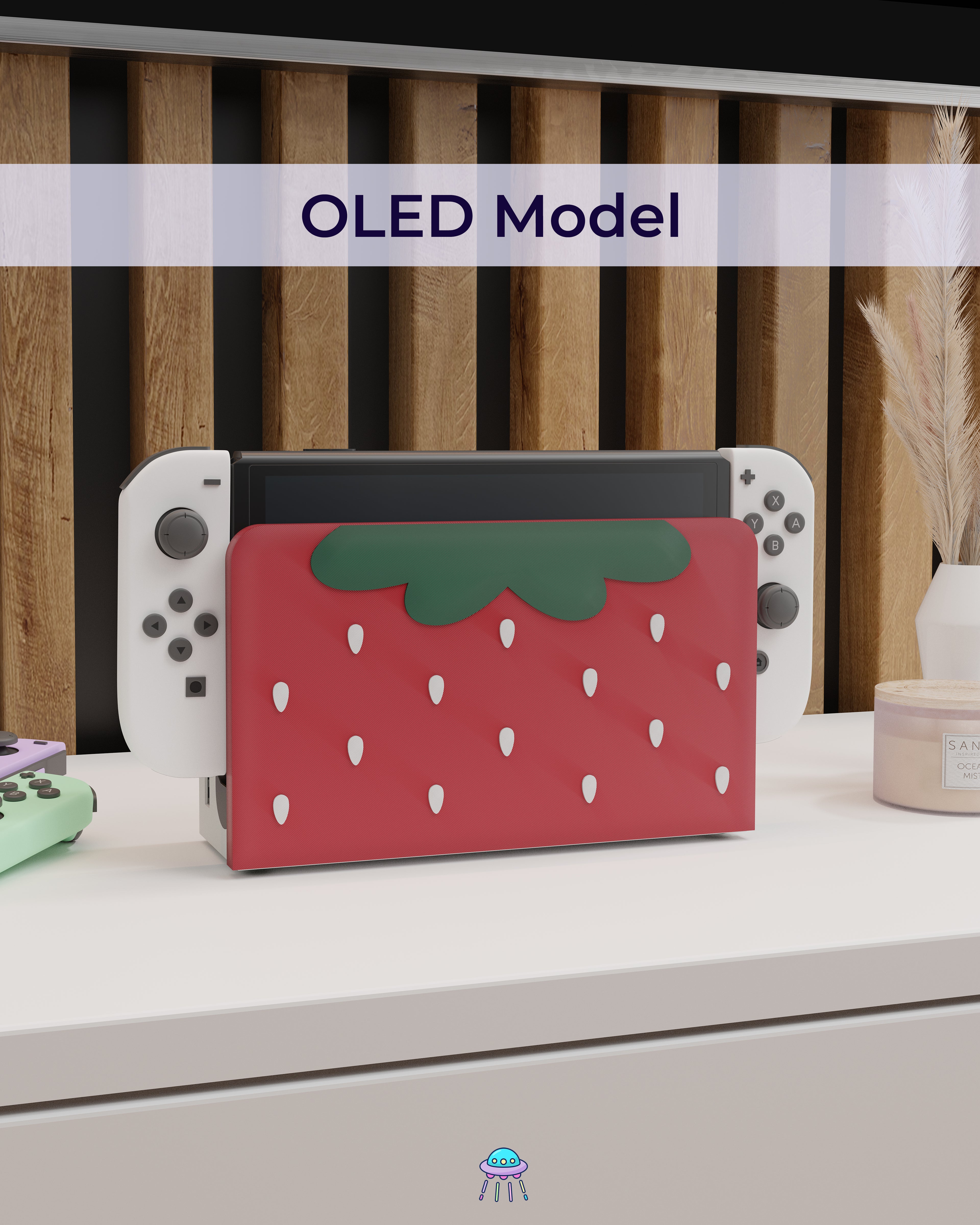 Strawberry Puff Dock Cover for Nintendo Switch – Original Faceplate Design