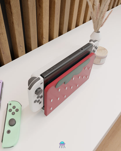 Strawberry Puff Dock Cover for Nintendo Switch – Original Faceplate Design