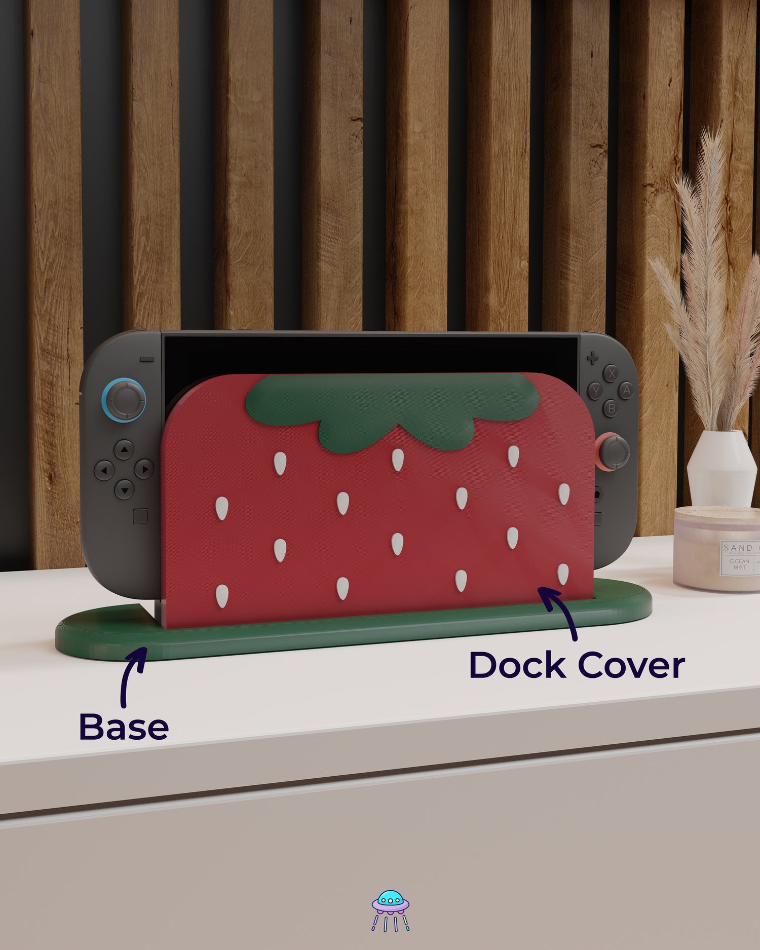 Strawberry Puff Dock Cover for Nintendo Switch 2 – Original Faceplate Design