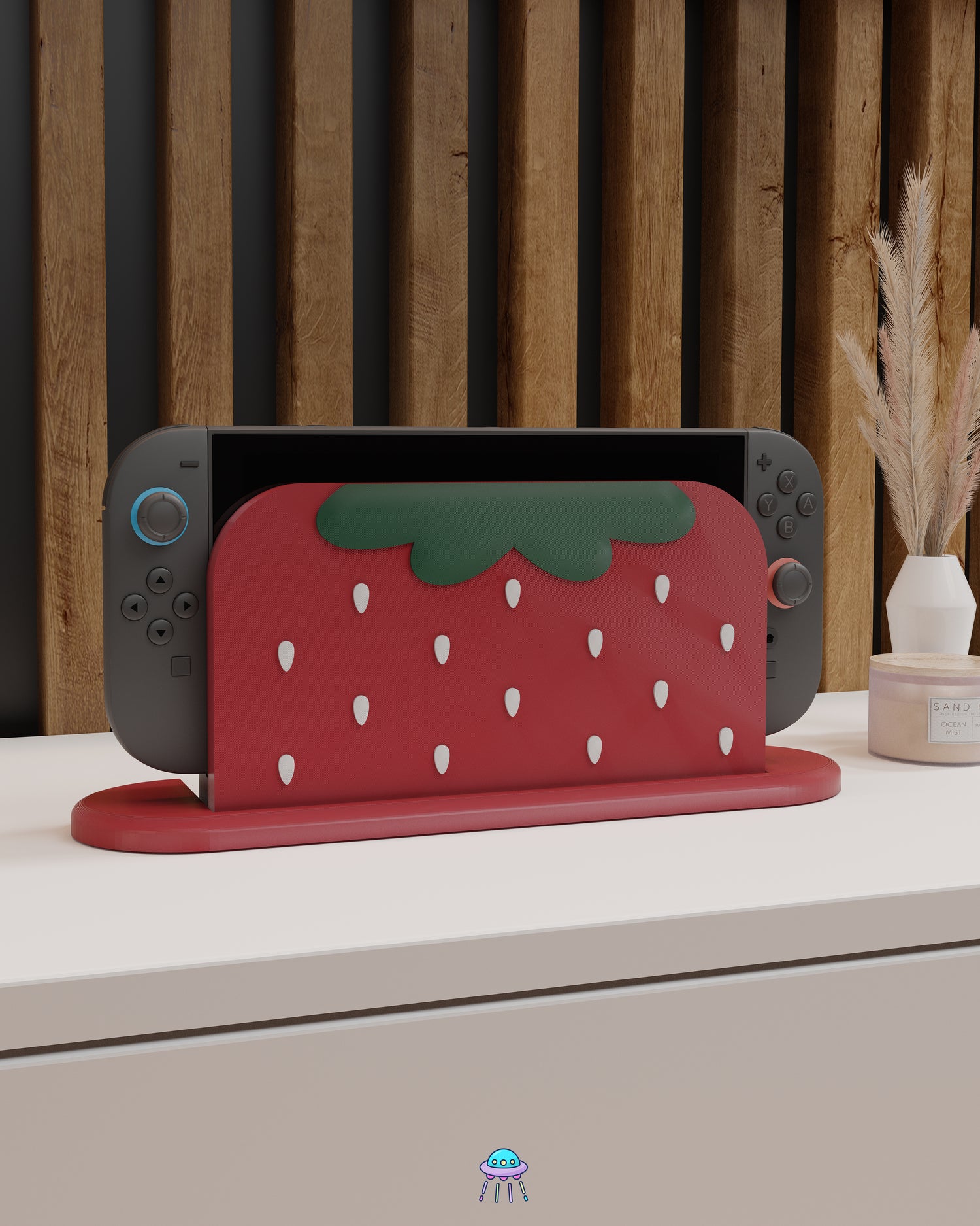 Strawberry Puff Dock Cover for Nintendo Switch 2 – Original Faceplate Design