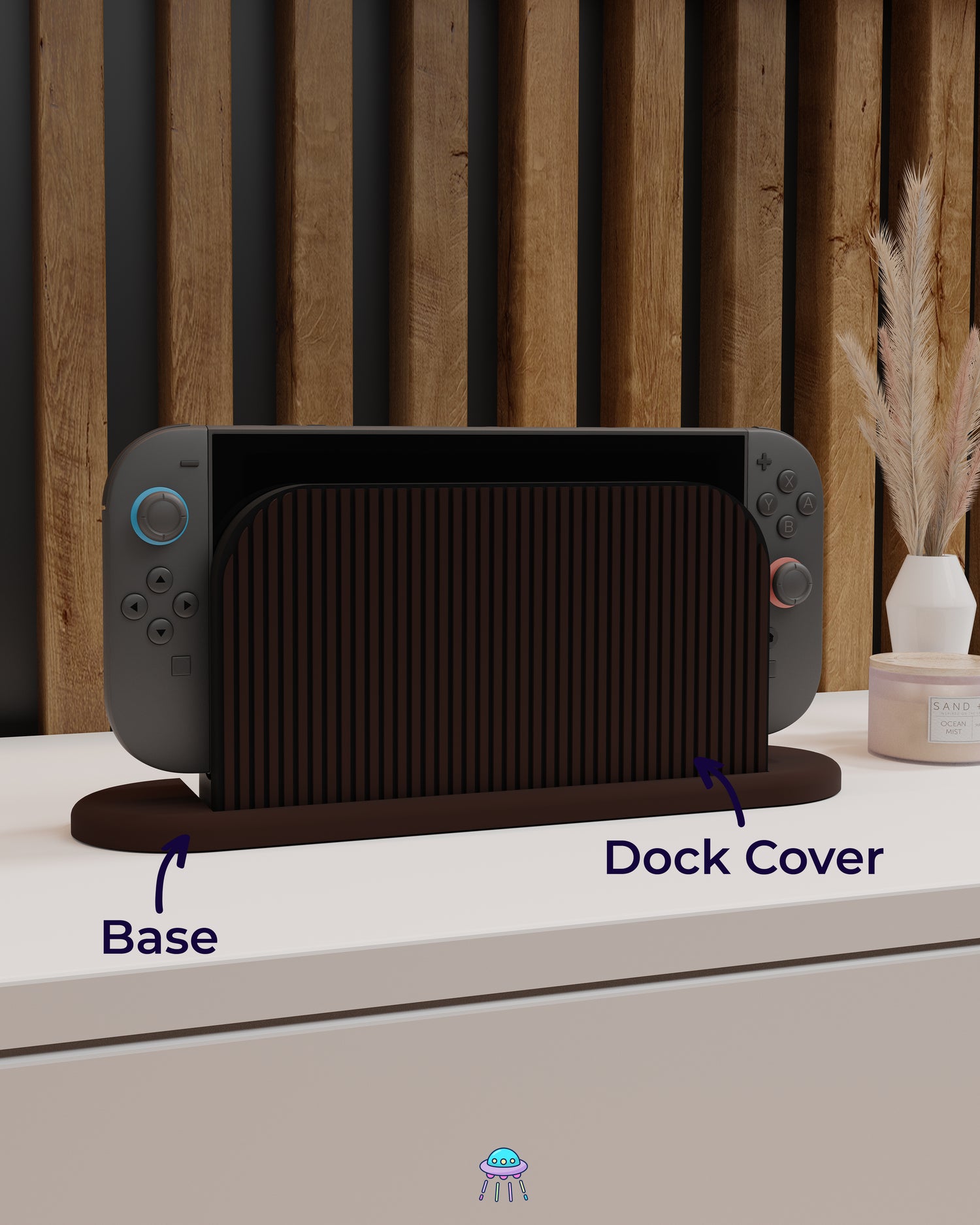Walnut Dock Cover for Nintendo Switch 2 – Original Faceplate Design